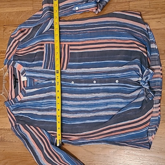 ZAC & RACHEL WOMEN'S LONG SLEEVE BLUE STRIPED FRONT BUTTON SHIRT SIZE MEDIUM - Picture 11 of 16